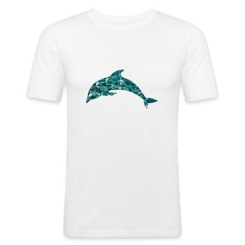 Delphin - Männer Slim Fit T-Shirt - Weiß - Vorne - Nik (191cm)