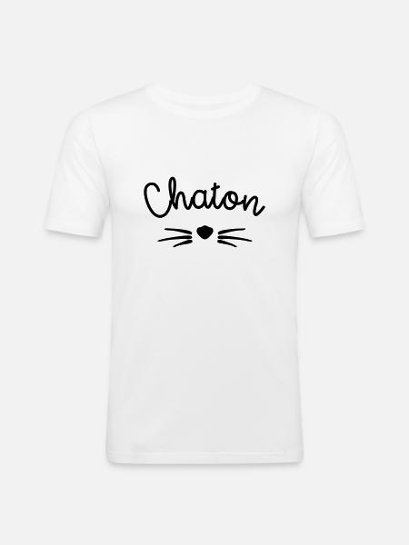 Chaton - T-shirt près du corps Homme - blanc