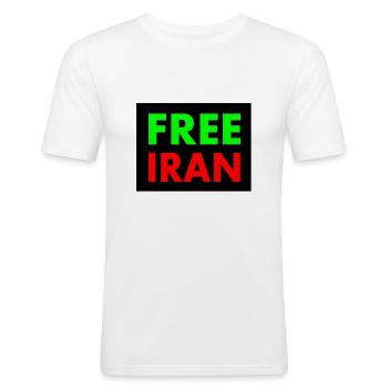 Free iran - Männer Slim Fit T-Shirt - Weiß - Vorne - Nik (191cm)