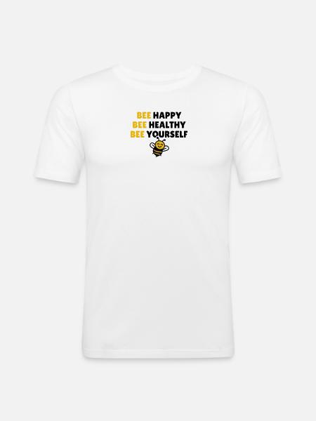 Bee Happy Bee Healthy Bee Yourself - Men's Slim Fit T-Shirt - white