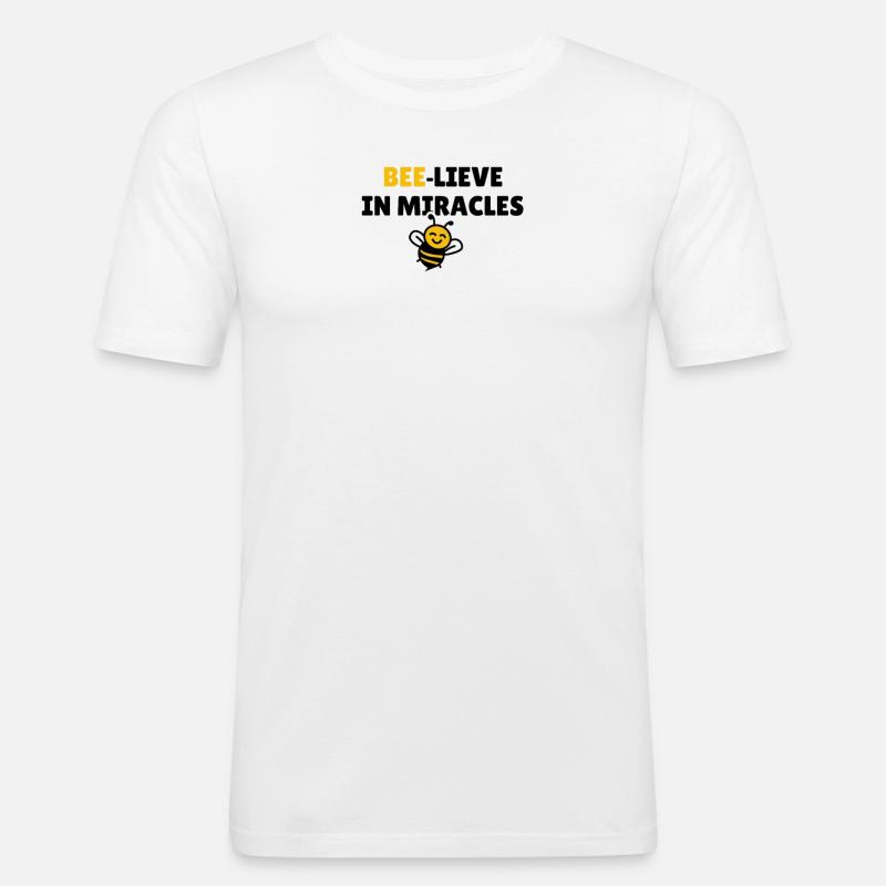 Bee-lieve in miracles - Männer Slim Fit T-Shirt - Weiß