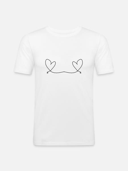Zwei herzen liebe herz - Männer Slim Fit T-Shirt - Weiß