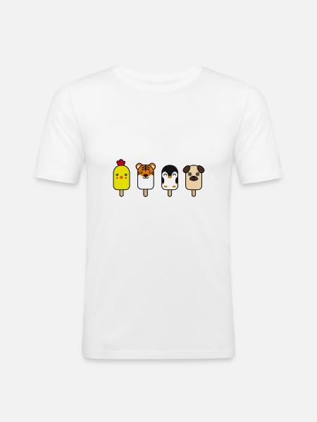 Tiere als Eis - Männer Slim Fit T-Shirt - Weiß