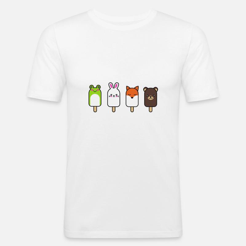 Eis mit Tiergesichtern - Männer Slim Fit T-Shirt - Weiß