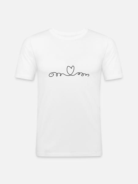 Herz Linie Liebe - Männer Slim Fit T-Shirt - Weiß
