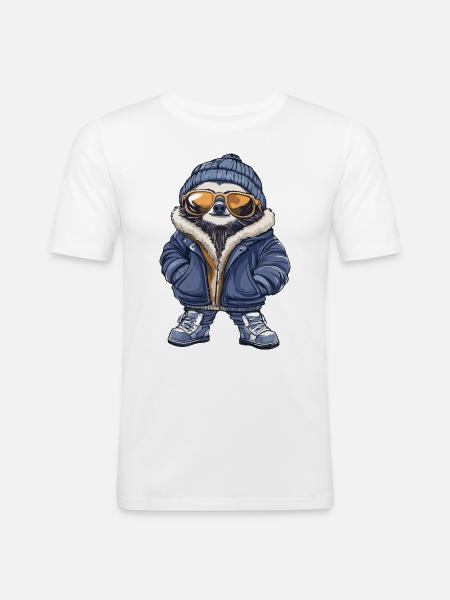 Sloth Cool Comic - Men's Slim Fit T-Shirt - white