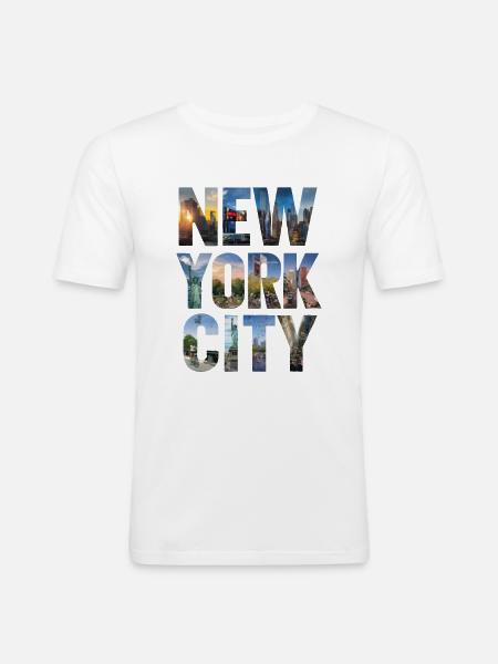NEW YORK CITY COLLAGE - Men's Slim Fit T-Shirt - white
