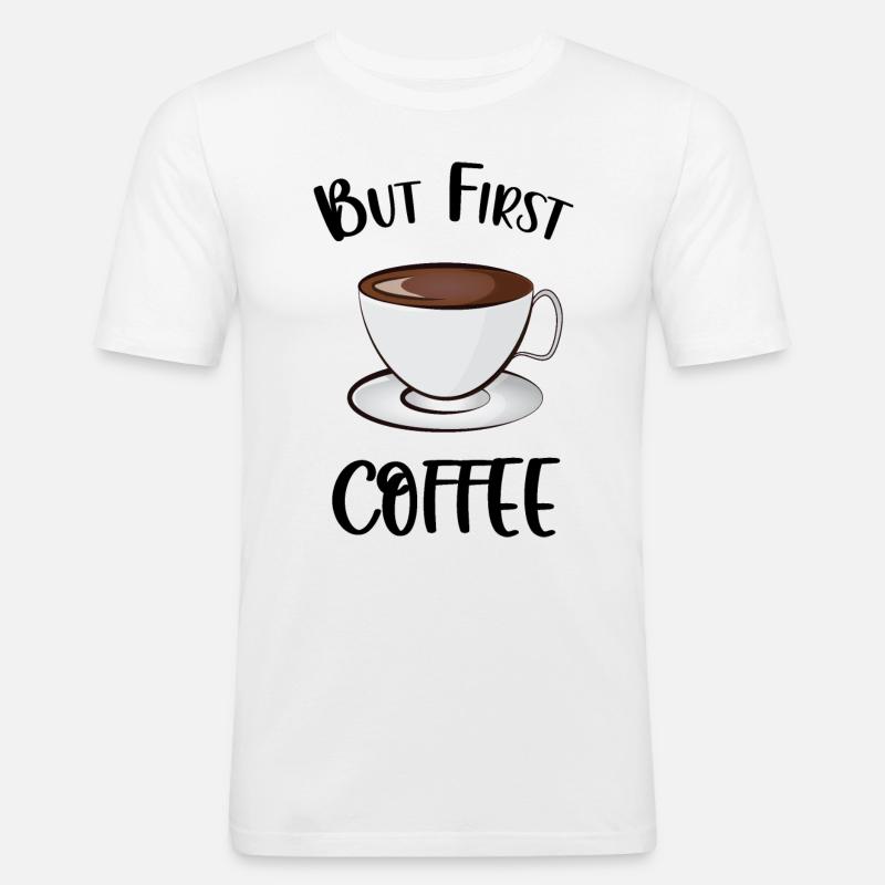 Aber der erste Kaffee - Männer Slim Fit T-Shirt - Weiß