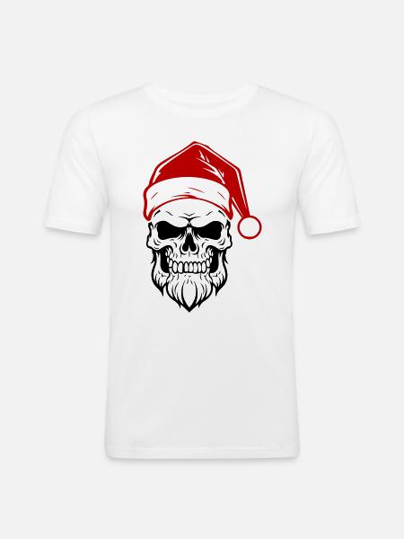 Santa Claus Skull - Men's Slim Fit T-Shirt - white