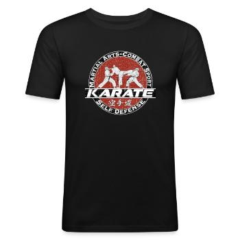 Karate Martial Arts Vintage - Men's Slim Fit T-Shirt - black - Front - Nik (191cm)
