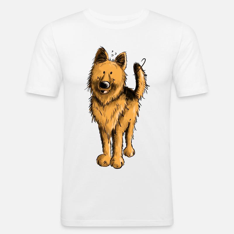 Lustiger Deutscher Schäferhund DSH Hund Comic - Männer Slim Fit T-Shirt - Weiß