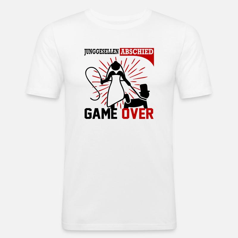 Junggesellenabschied Game Over Peitsche Married - Männer Slim Fit T-Shirt - Weiß