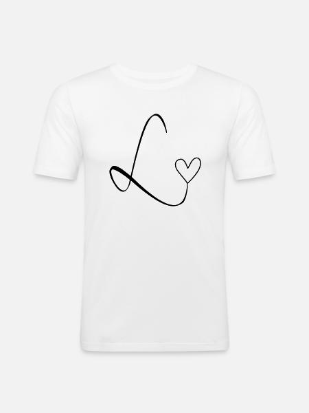 Lettre L Lettre L Calligraphie - T-shirt près du corps Homme - blanc