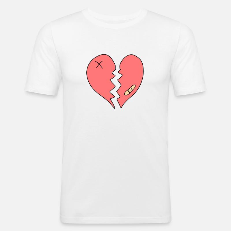 Herz gebrochen Narben - Männer Slim Fit T-Shirt - Weiß