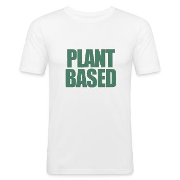 Plant based Vegetarisch Vegan - Männer Slim Fit T-Shirt - Weiß - Vorne - Nik (191cm)