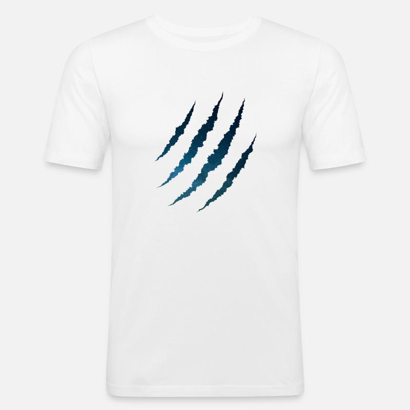 Galaxy Space Kratzer - Männer Slim Fit T-Shirt - Weiß