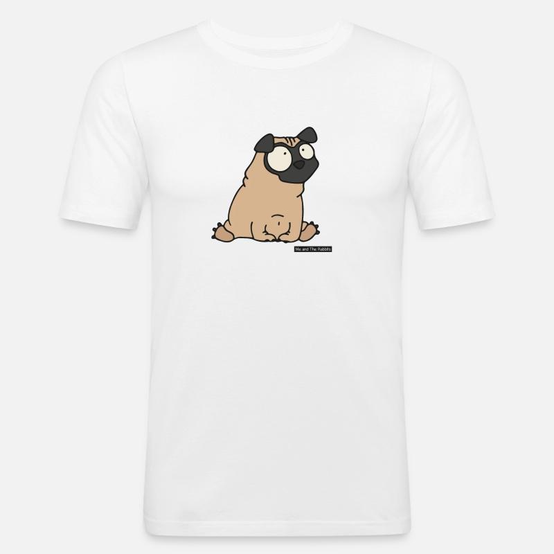 Mops / Pug - Männer Slim Fit T-Shirt - Weiß