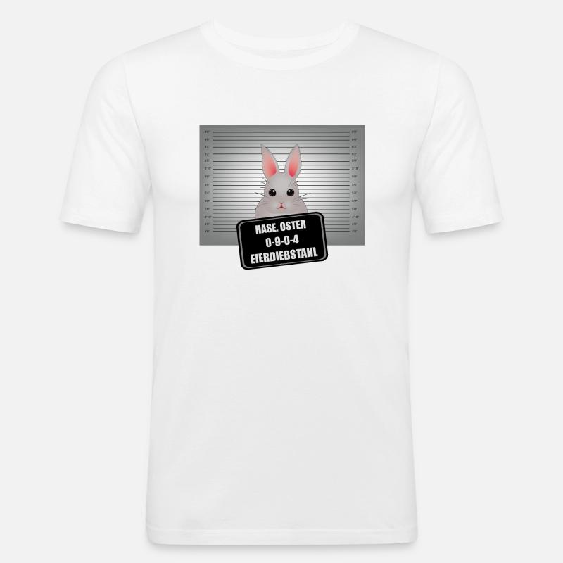Osterhase - EIERDIEBSTAHL - Männer Slim Fit T-Shirt - Weiß