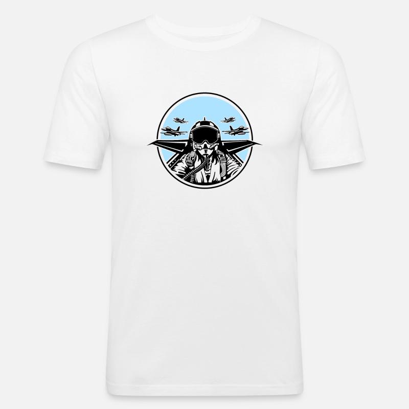 Jet Pilot / Kampfpilot 01_weiß Schwarz - Männer Slim Fit T-Shirt - Weiß