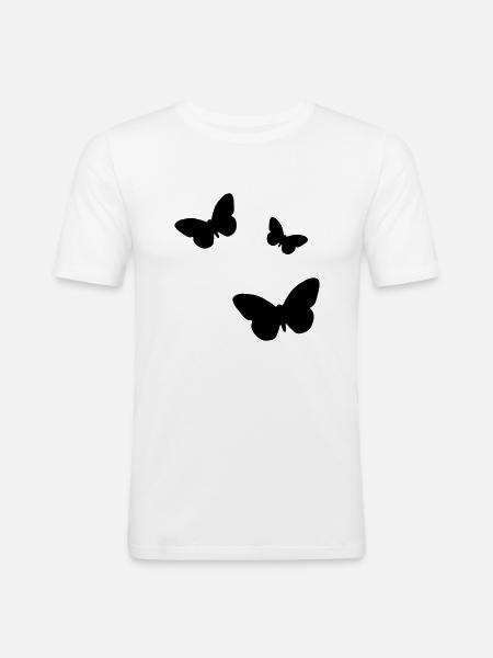 Schmetterlinge - Männer Slim Fit T-Shirt - Weiß