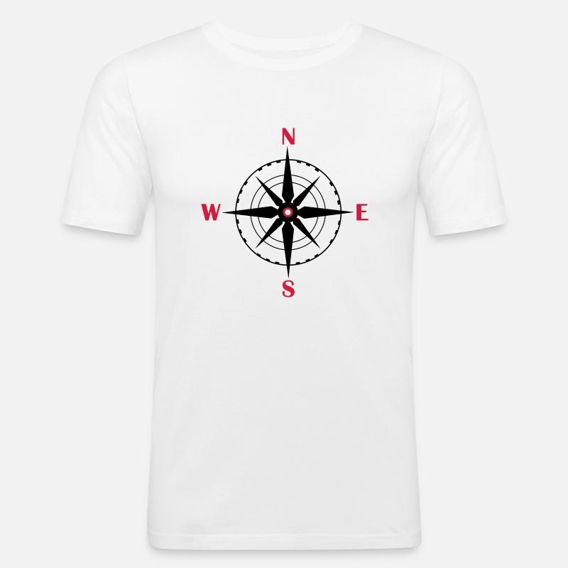 kompass_02 - Männer Slim Fit T-Shirt - Weiß