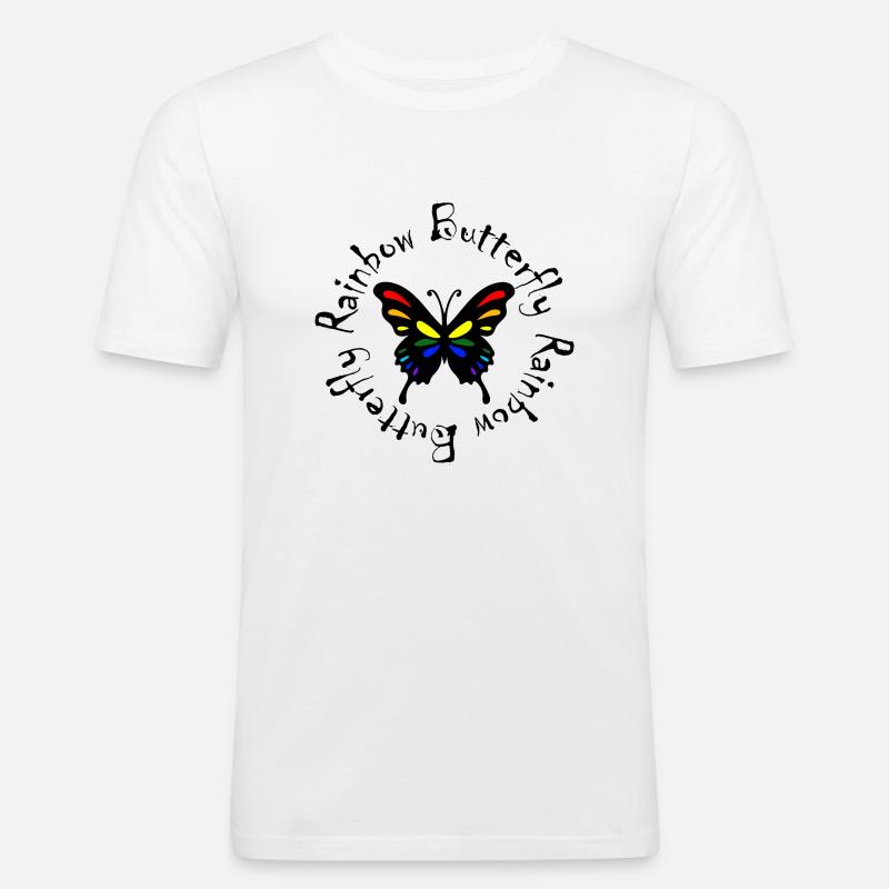 Rainbow Butterfly - Männer Slim Fit T-Shirt - Weiß