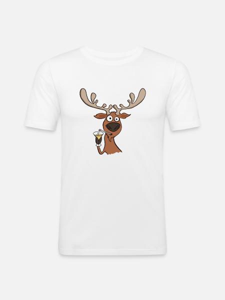 Weihnachtsrentier - Männer Slim Fit T-Shirt - Weiß