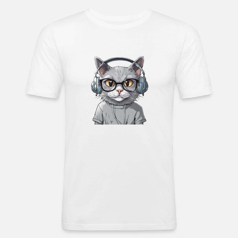 Grey Cat Web Developer - Men's Slim Fit T-Shirt - white