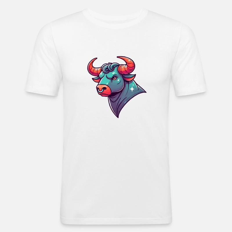 stier cartoon - Männer Slim Fit T-Shirt - Weiß