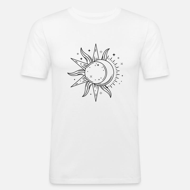 Sun Moon Celestial Illustration - Männer Slim Fit T-Shirt - Weiß