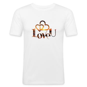 Love logo sunset couple romantic - Men's Slim Fit T-Shirt - white - Front - Nik (191cm)