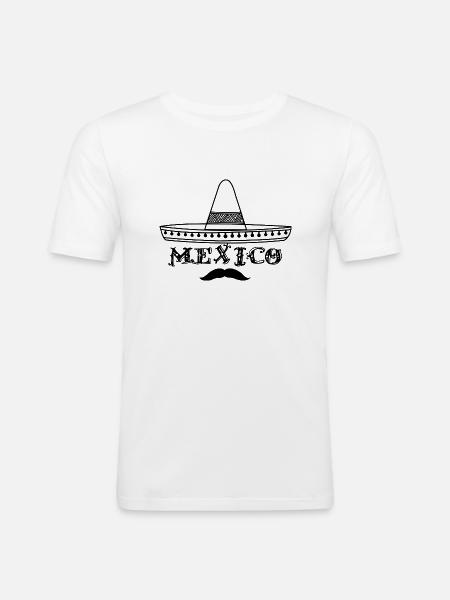 Mexico Hat and mustache - Men's Slim Fit T-Shirt - white
