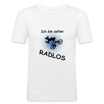 Radlos, Selten Radlos - Männer Slim Fit T-Shirt - Weiß - Vorne - Nik (191cm)