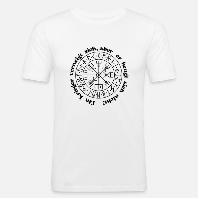 Pagan Wikingerkompass Krieger - Männer Slim Fit T-Shirt - Weiß