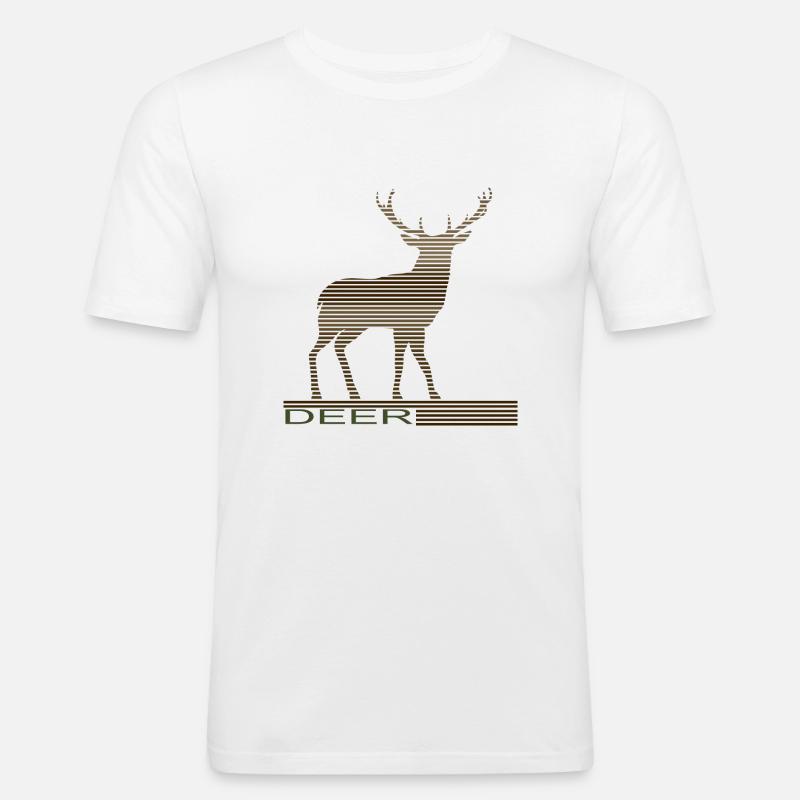 Hirsch - Männer Slim Fit T-Shirt - Weiß