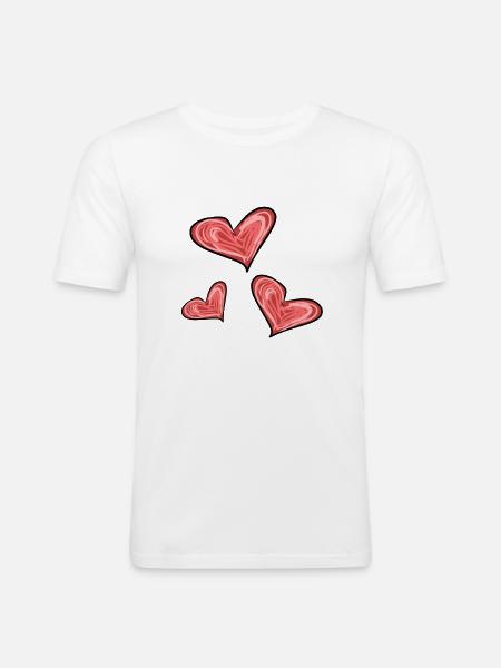 Herzen Herz - Männer Slim Fit T-Shirt - Weiß