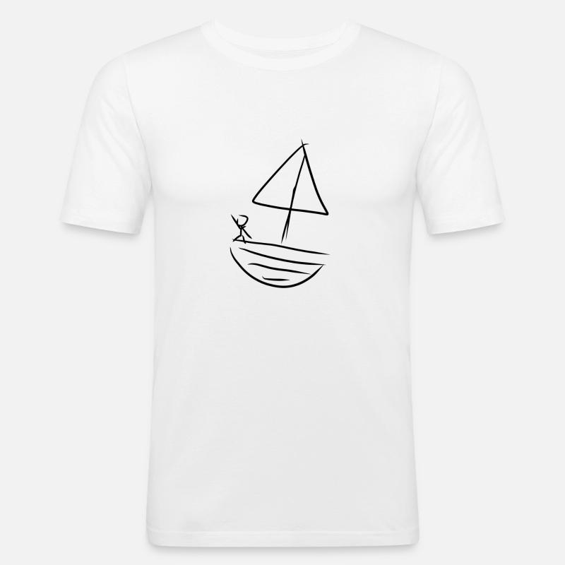 Boot Wasser - Männer Slim Fit T-Shirt - Weiß