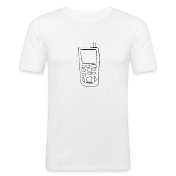 Handy Telefon - Männer Slim Fit T-Shirt - Weiß - Vorne - Nik (191cm)