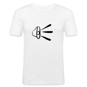 Lautstärke schrei - Männer Slim Fit T-Shirt - Weiß - Vorne - Nik (191cm)