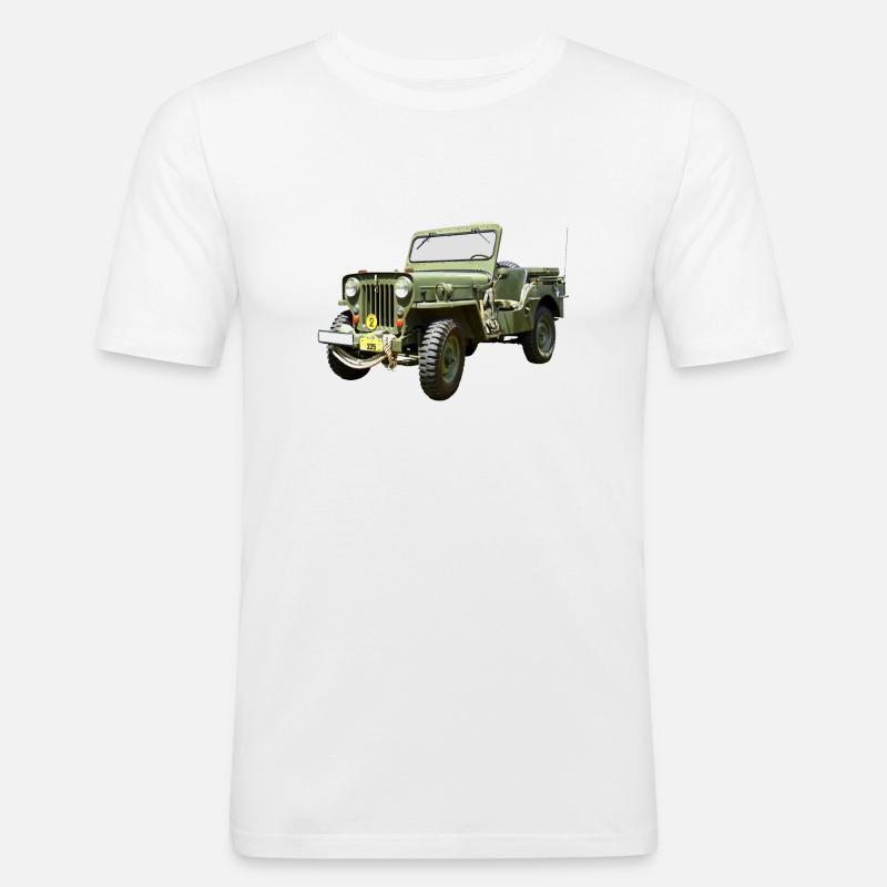 Willys Jeep Odtimer - Männer Slim Fit T-Shirt - Weiß