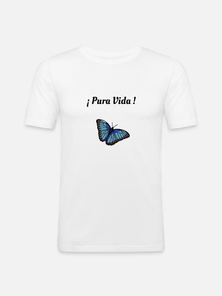 Pura Vida - Papillon - T-shirt près du corps Homme - blanc