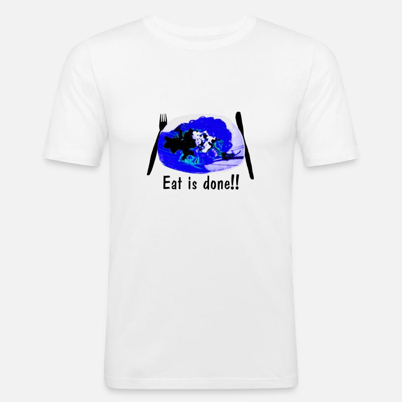 Eat is done!! (blau) - Männer Slim Fit T-Shirt - Weiß