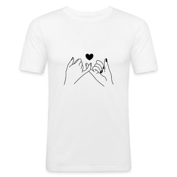 Hände - Männer Slim Fit T-Shirt - Weiß - Vorne - Nik (191cm)