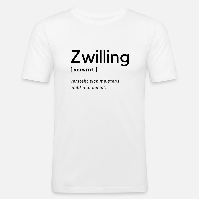 Zwilling Sternzeichen - Männer Slim Fit T-Shirt - Weiß