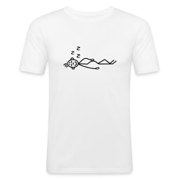 Schlafen - entspannen - Männer Slim Fit T-Shirt - Weiß - Vorne - Nik (191cm)