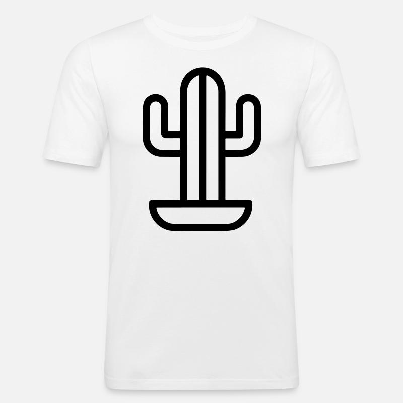 Kaktus - Männer Slim Fit T-Shirt - Weiß