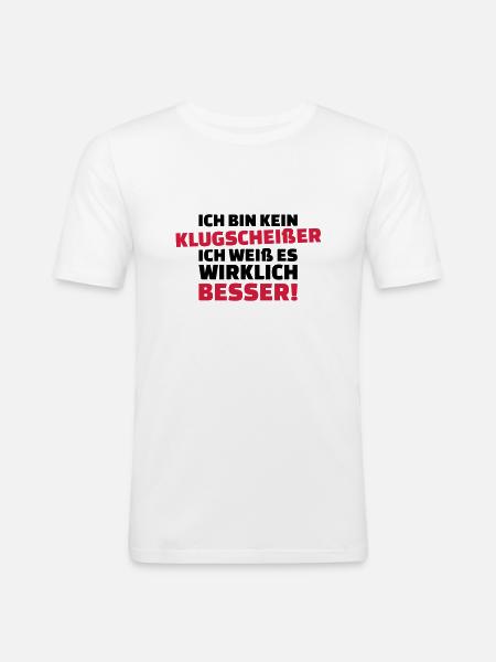 Klugscheißer - Männer Slim Fit T-Shirt - Weiß
