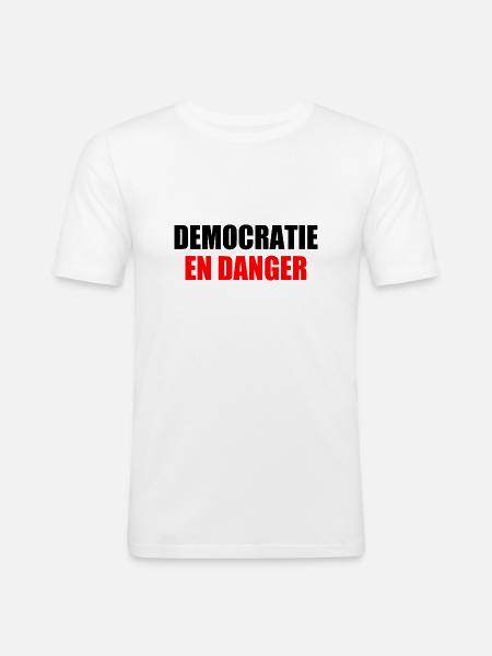 Democracy in danger - Men's Slim Fit T-Shirt - white