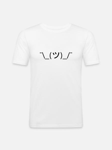 Shrug Emoticon ¯\_(ツ)_/¯ Japanese Kaomoji - Men's Slim Fit T-Shirt - white