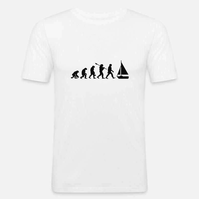 Evolution Segelboot Boot - Männer Slim Fit T-Shirt - Weiß